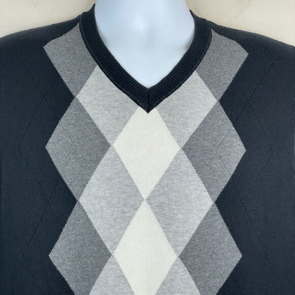 Vintage Mens Old Money Argyle Preppy Sweater Vest Large Ivy League Neutral Layer - Picture 2 of 10